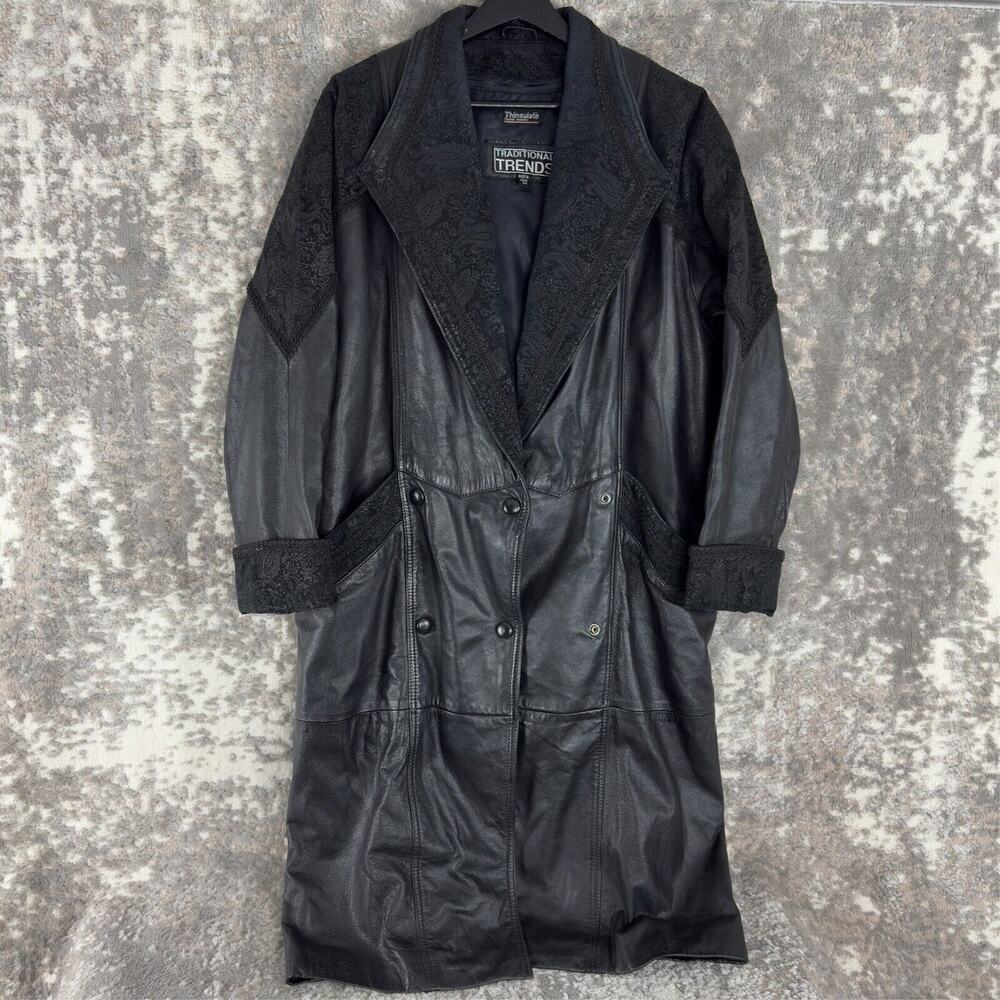Traditional Trends Petites Sz PM Moto Leather Floral‎ Snap Jacket Trench Coat